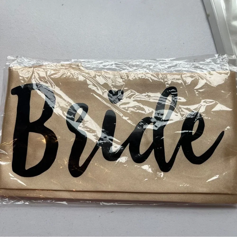 Bride Sash and Tattoo Set - Gold and Black